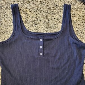 Navy Blue Ribbed Tank Top